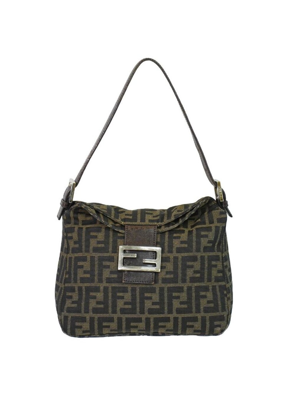 Fendi Zucca Mamma Bucket Shoulder Bag Canvas Brown